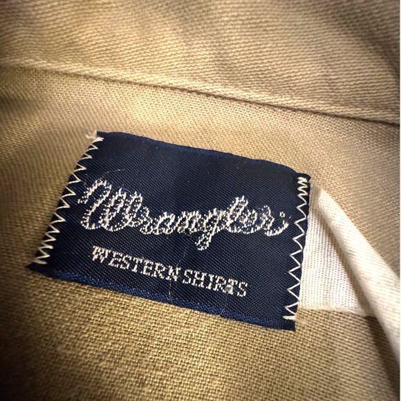 WRANGLER Western Shirt Vintage Mens XL-XXL Tan Canvas Cowboy Cut Rugged Work - Picture 3 of 16